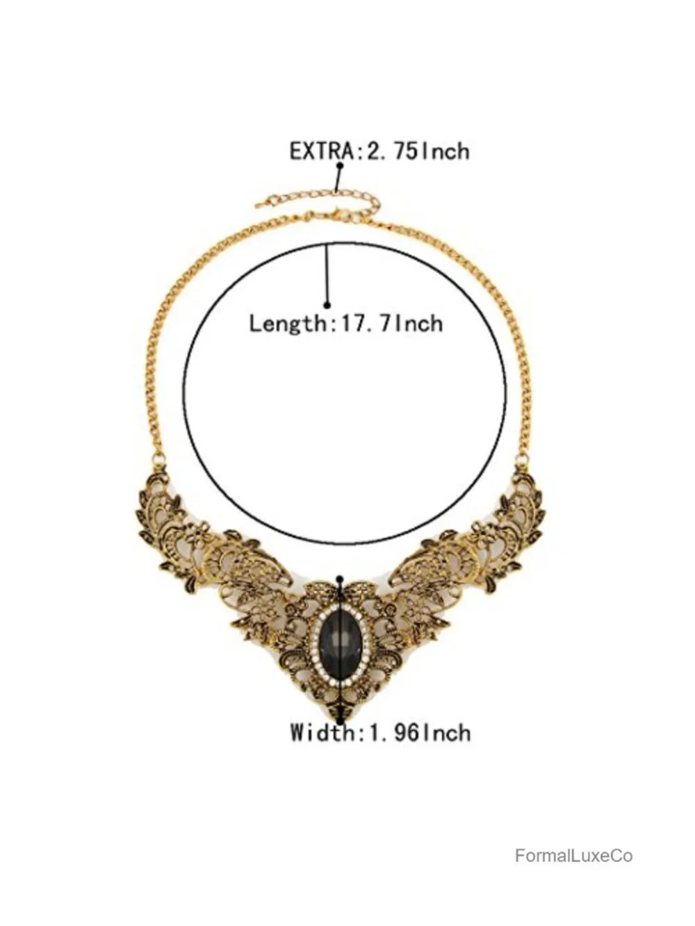 Vintage Inspired Crystal Floral Scroll Statement Necklace